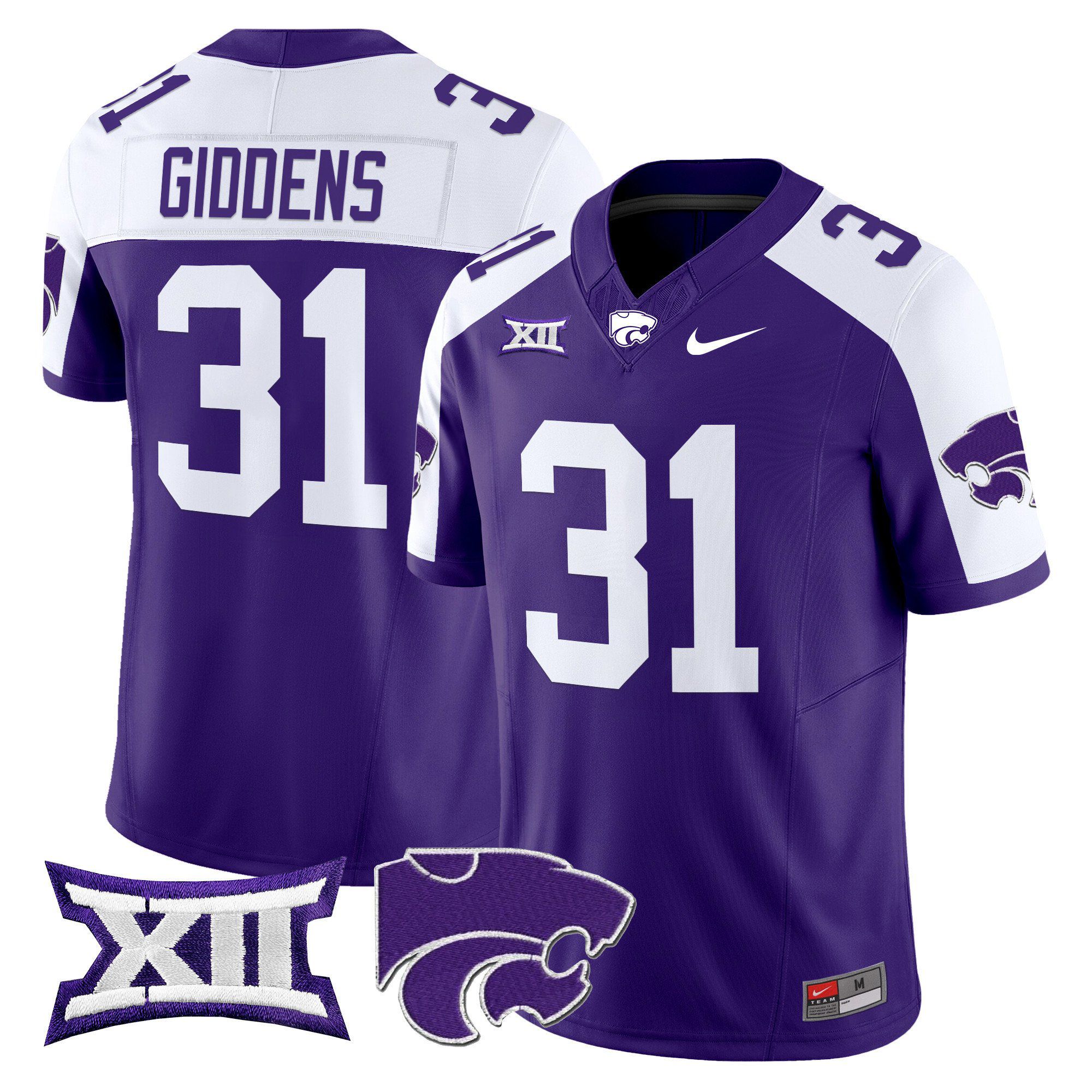 Men Kansas State Wildcats #31 Giddens Purple Nike 2024 Vapor Limited NCAA Jersey